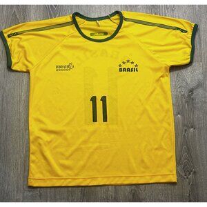 Brasil 11 Jersey Men's Size Large Short Sleeve Sportwear Shirt Yellow